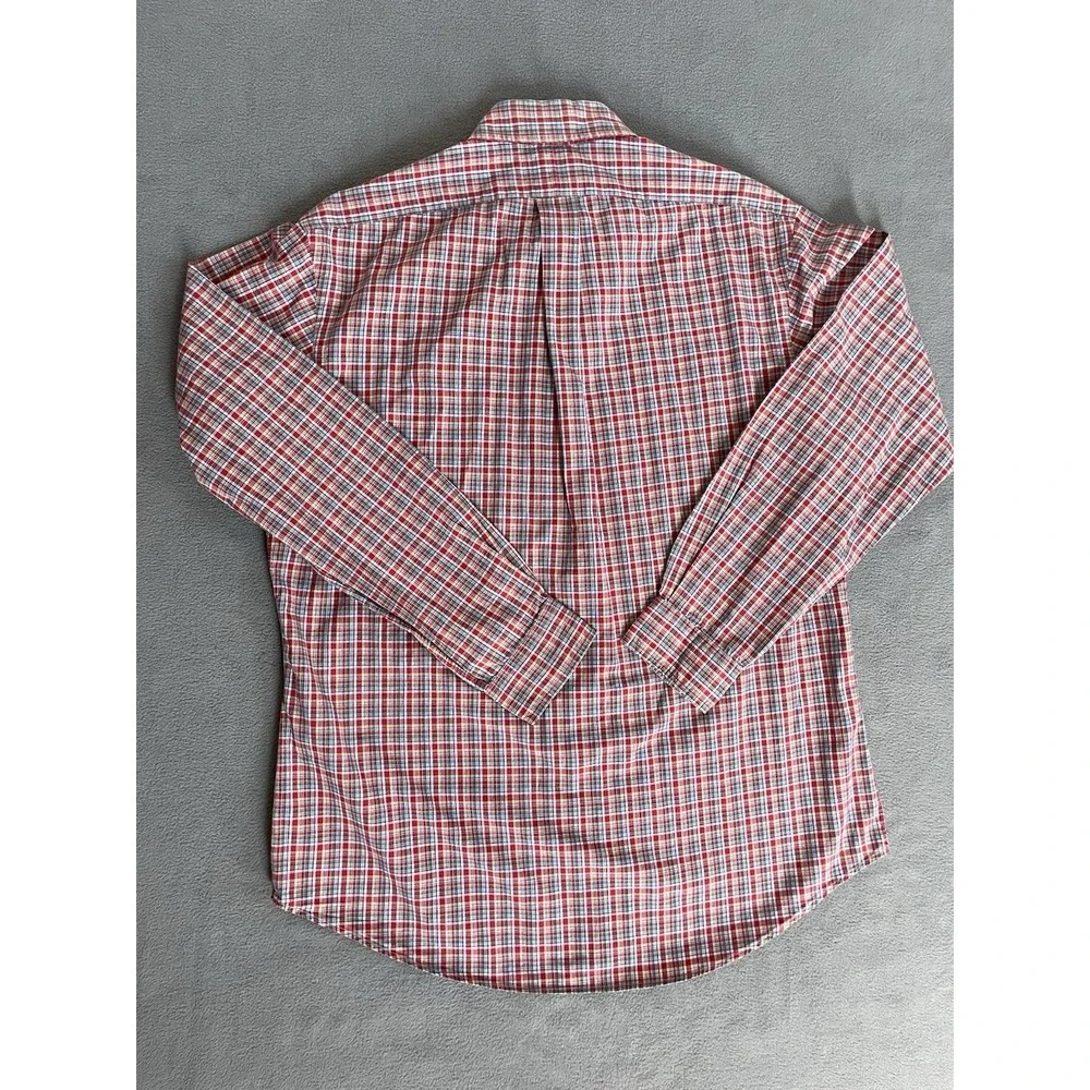 Polo‎ Ralph Lauren Custom Fit Red / Green Plaid Mens Button Down Sz Lrg
